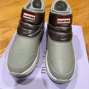 Hunter Gray and Silver Ankle Boots with Waterproof Design